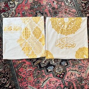 Elegant Gold and White Accent Pillow Covers- Ramadan